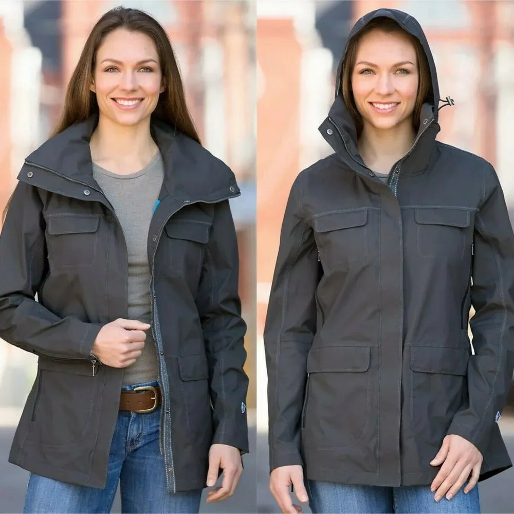 Kuhl Saboteura Waterproof Jacket Zip Raincoat Raven Gray Lightweight Size Small - Picture 12 of 12